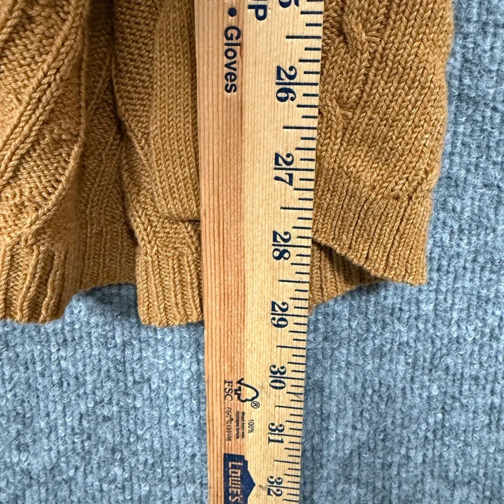 J.Jill‎ Petites Size XL Cardigan Brown Chunky Cable Knit Open Front Cotton Nylon